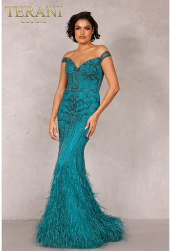 Terani Couture 2214GL0113 Fitted Beaded Formal Prom Gown
