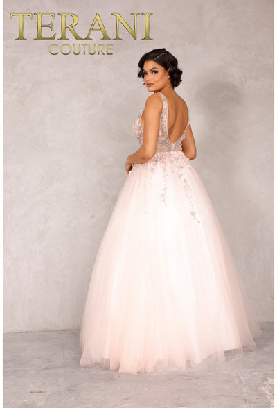 Terani Couture 2215P0033 Floral Beaded A-Line Formal Prom Dress