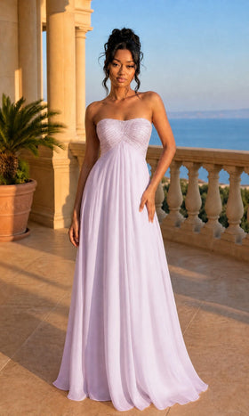 La Femme 22363 Floor-Length Strapless Beaded Empire Waist Prom Dress