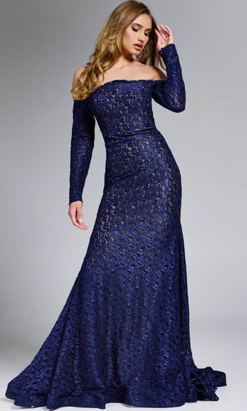 Jovani 23084 - Elegant Off Shoulder Evening Gown