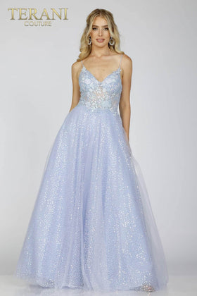 Terani Couture 231P0101 Glamorous Prom Sequined Long Evening Embroidered Tulle Dress