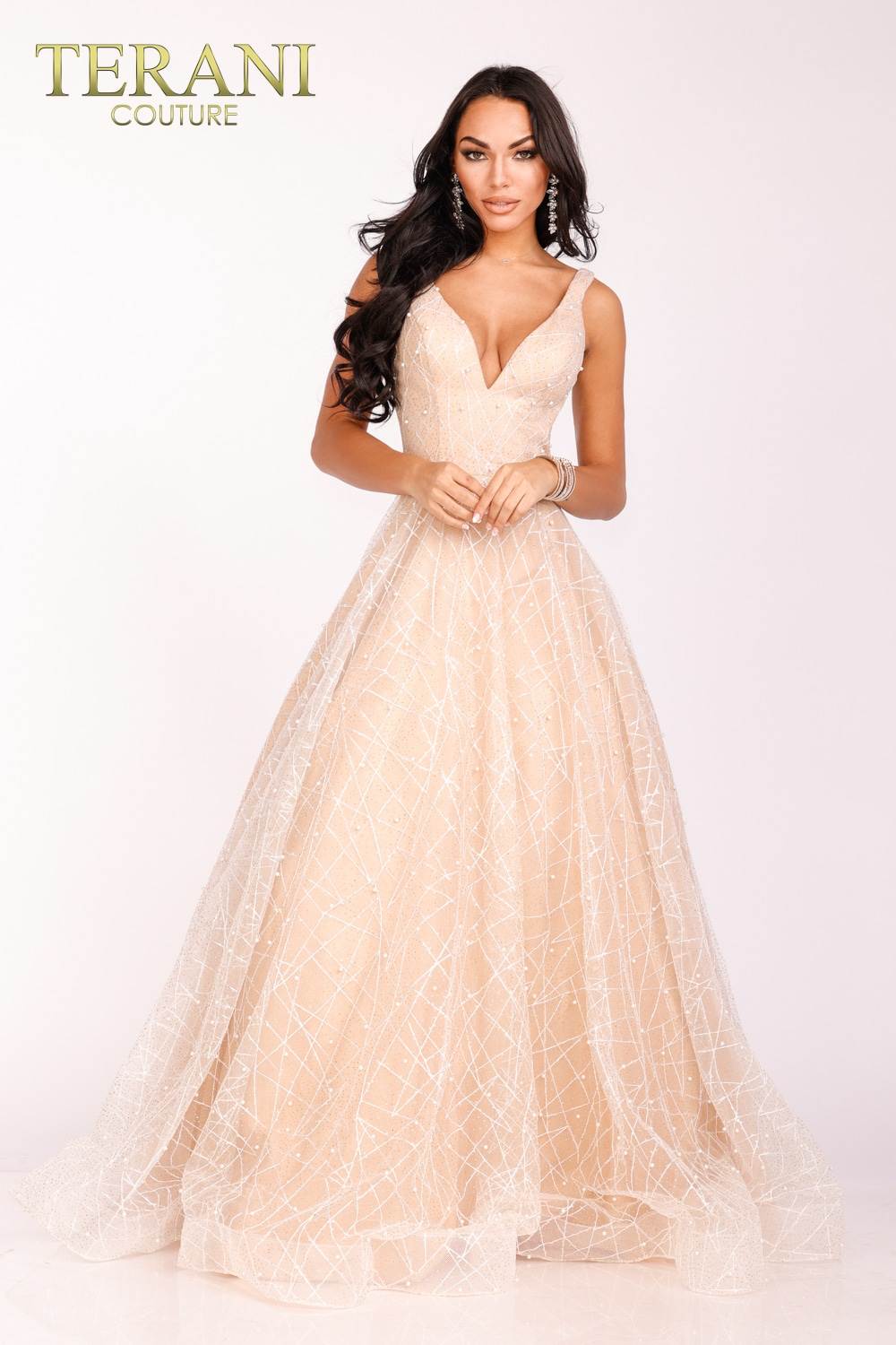 Glamorous Prom A-Line Spaghetti Strap Long Formal Lace Dress 231P0169 by Terani  Couture