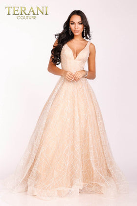 Terani Couture 231P0169 Glamorous Prom A-Line Spaghetti Strap Long Formal Lace Dress