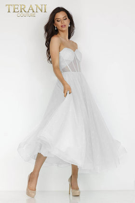 Terani Couture 231P0534 Glamorous Wedding Strapless A-Line Corset Formal Tulle Dress
