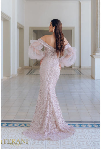 Terani Couture 231E0515 Floral Beaded Long Evening Gown for Formal Events