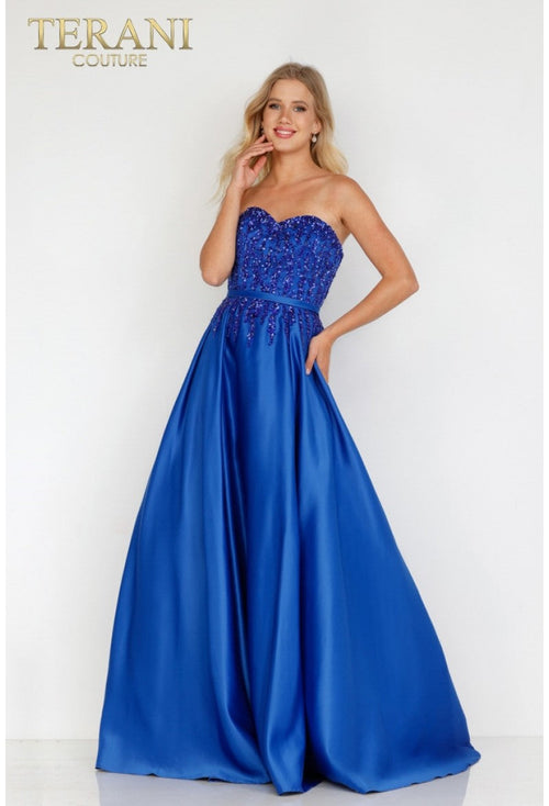 Sophisticated Terani Couture 231p0012 Beaded A Line Formal Prom Dress Long Elegance