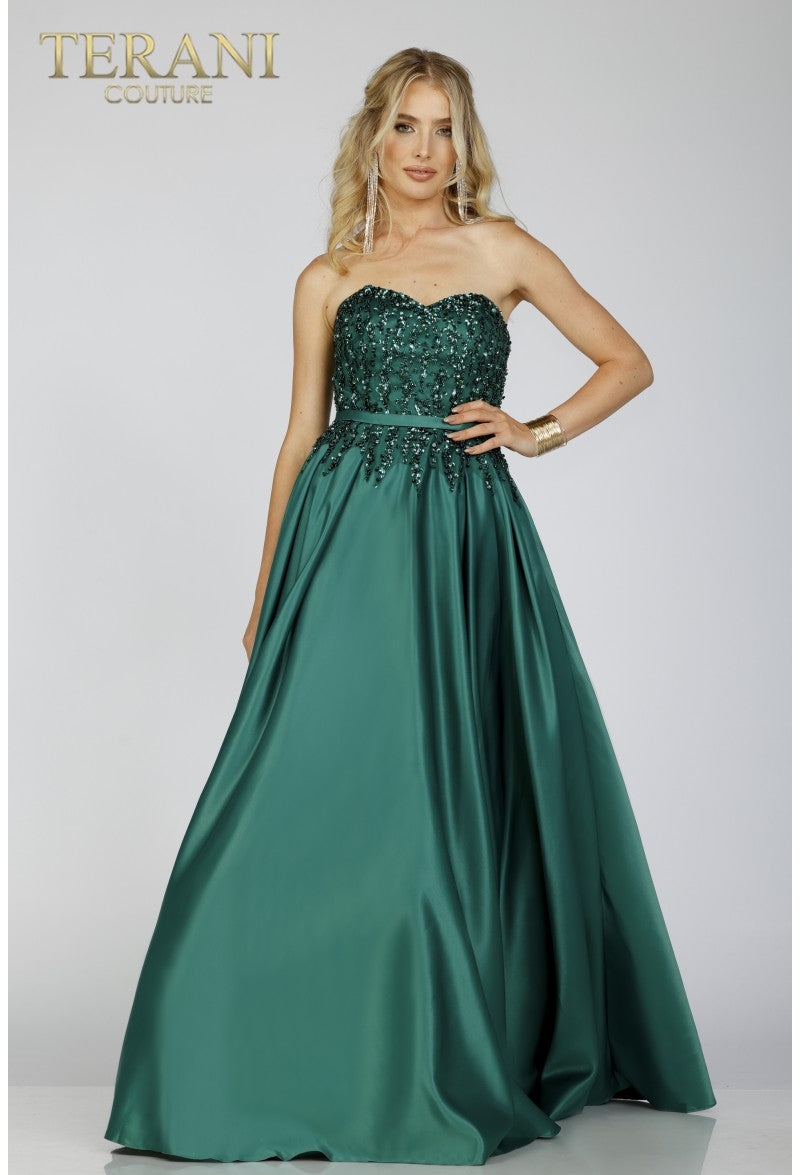 Elegant Sophisticated Formal Prom Long Evening Beaded Dress 231P0012 by Terani Couture Elegant Sophisticated Formal Prom Long Evening Beaded Dress 231P0012 by Terani Couture