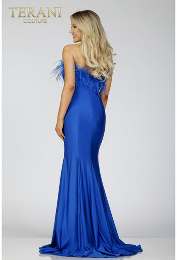 Terani Couture 231P0067 Feather Embellished Mermaid Long Prom Gown