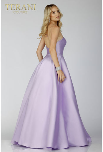 Terani Couture 231P0175 Vestido largo formal de fiesta con cuentas en forma de A