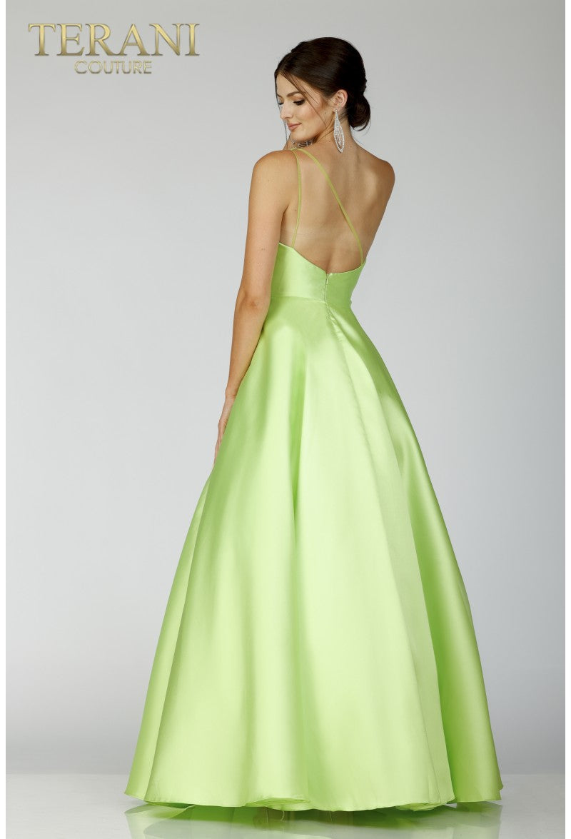 Terani Couture 231P0175 Vestido largo formal de fiesta con cuentas en forma de A