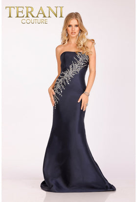 Terani Couture 231P0176 Sophisticated Elegant One-Shoulder Sheath Formal Mikado Dress