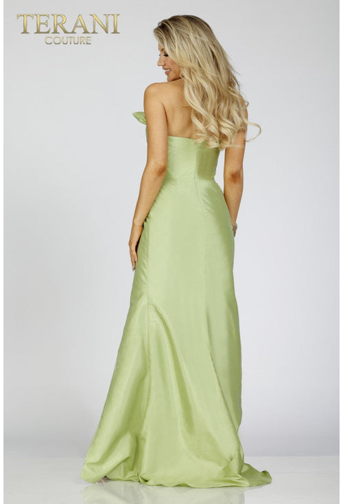 Terani Couture 231P0180 Glamorous Prom Strapless Sheath Draped Evening Taffeta Dress
