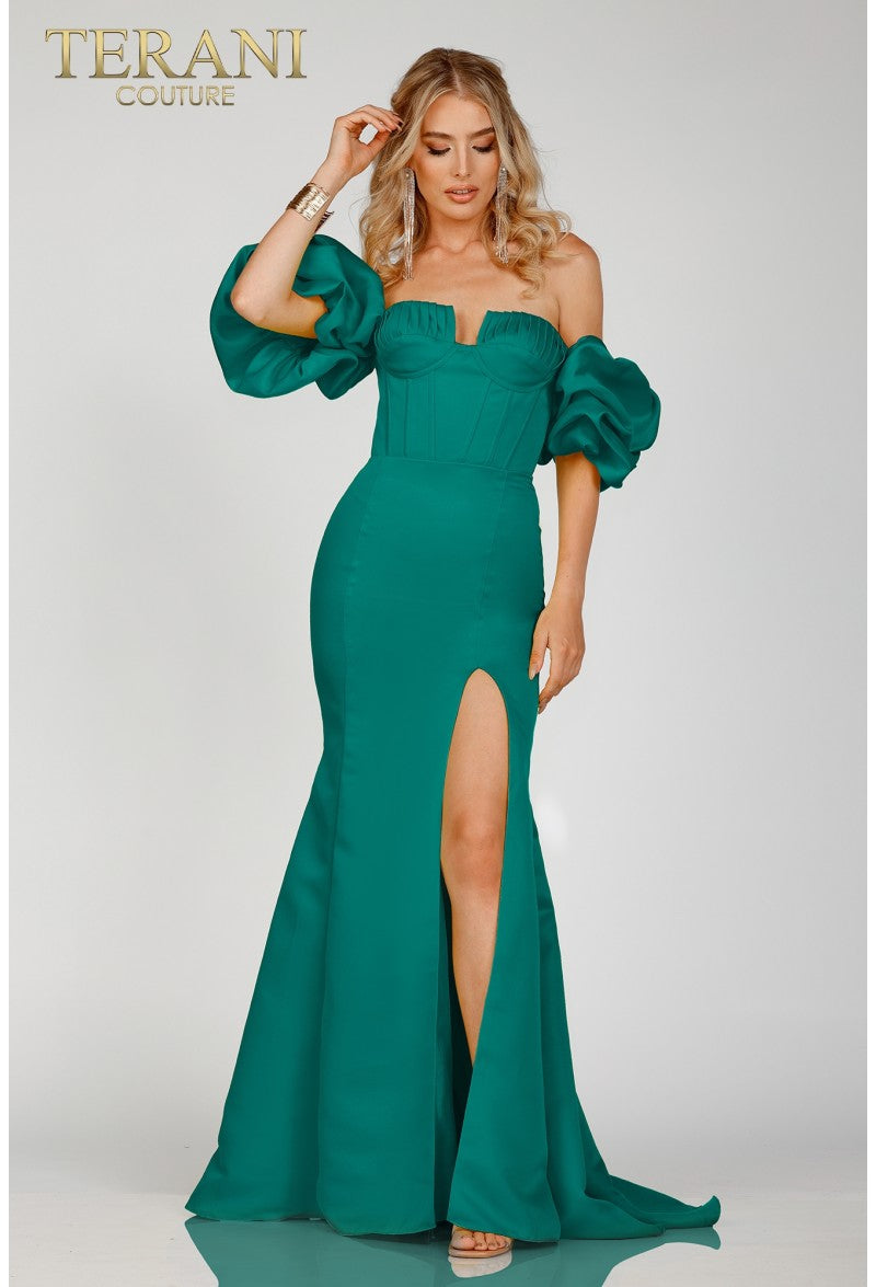 Graceful Terani Couture 231p0181 Ruffle Formal Prom Dress Long & Elegant