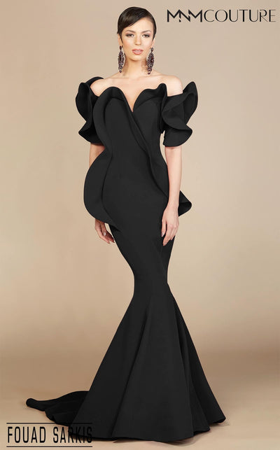 Fouad Sarkis 2328 Off-Shoulder Ruffled Sweetheart Mermaid Gown by MNM Couture