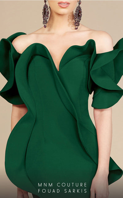 Fouad Sarkis 2328 Off-Shoulder Ruffled Sweetheart Mermaid Gown by MNM Couture