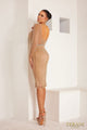 Terani Couture 232c1105 Vestido de noche ajustado con escote pronunciado y mangas largas de rejilla