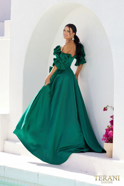 Terani Couture 232M1510 Elegant Mother of the Bride Wedding Long Evening Satin Dress