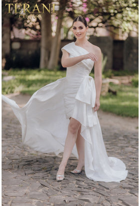 Terani Couture 232C1134 Glamorous Cocktail Evening Ivory Premium Dress