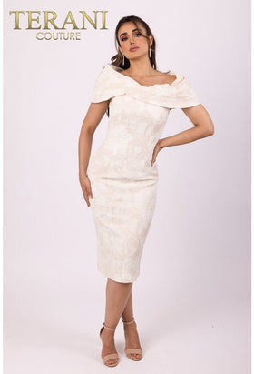 Terani Couture 232C1136 Glamorous Cocktail Mother of the Bride Formal Jacquard Dress