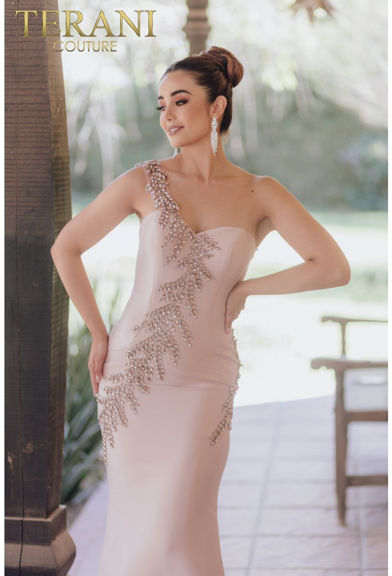 Terani Couture 232E1231 Beaded Mermaid Prom Gown with Train