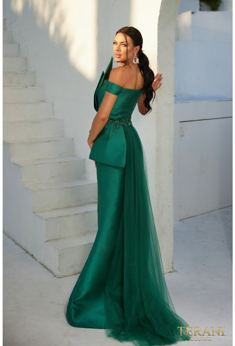 Terani Couture 232E1241 Strapless Mermaid Prom Dress with Overskirt