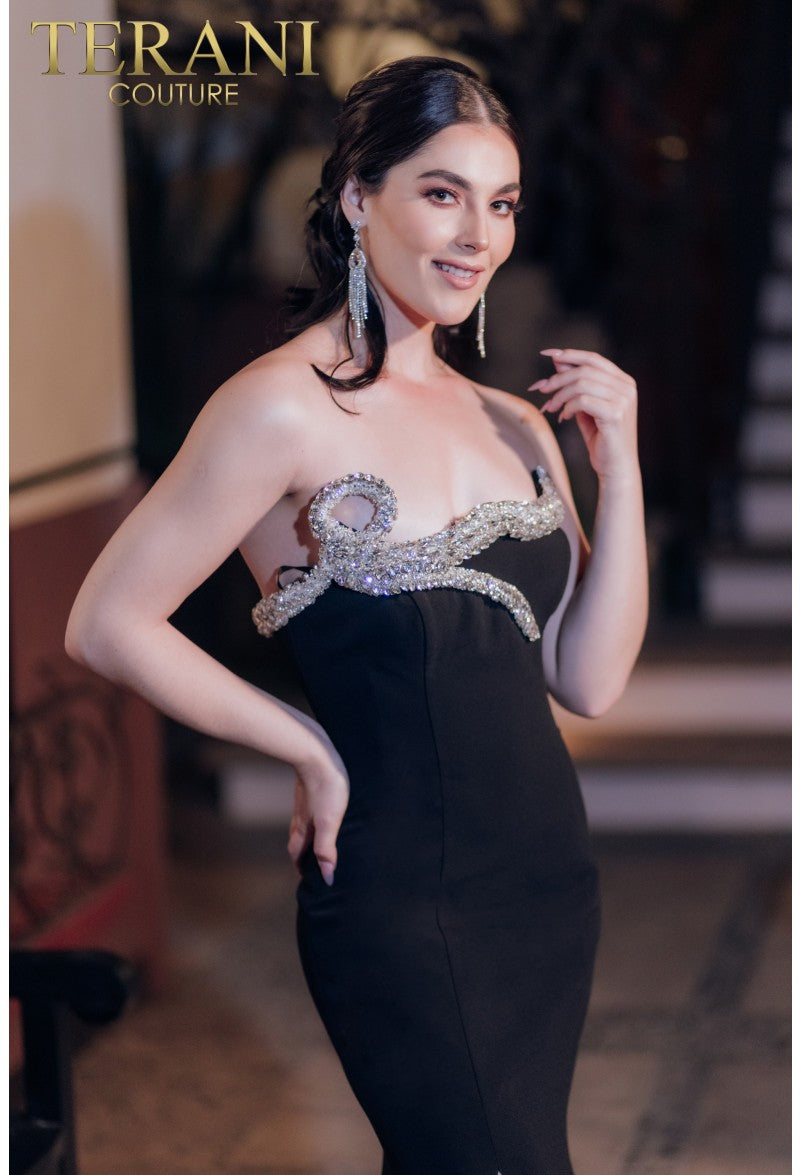 Terani Couture 232E1296 Vestido largo de sirena con cuentas para fiesta formal