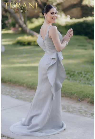 Terani Couture 232E1297 Glamorous Evening Mermaid Ruffled Beaded Formal Brocade Dress