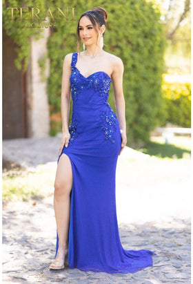 Terani Couture 232GL1470 Glamorous Formal Prom One-Shoulder Long Premium Dress
