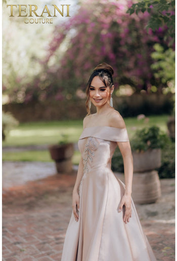 Terani Couture 232M1512 Pleated Long Ball Gown for Prom & Formal Events