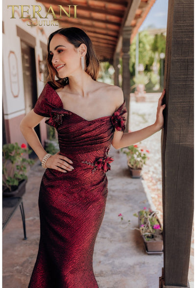 Terani Couture 232m1518 Pleated Long Formal Gown