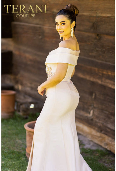 Terani Couture 232M1530 Off Shoulder Mermaid Long Prom Gown