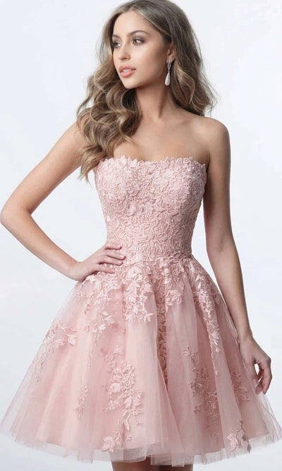 Jovani 1830 - Strapless Floral A-line Dress