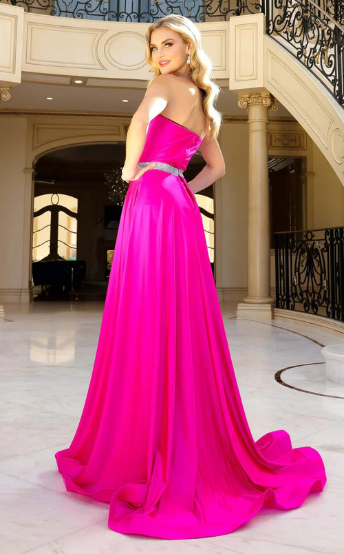 Jessica Angel JA2402 Strapless Sweetheart A-Line High Slit Court Train Jersey Dress