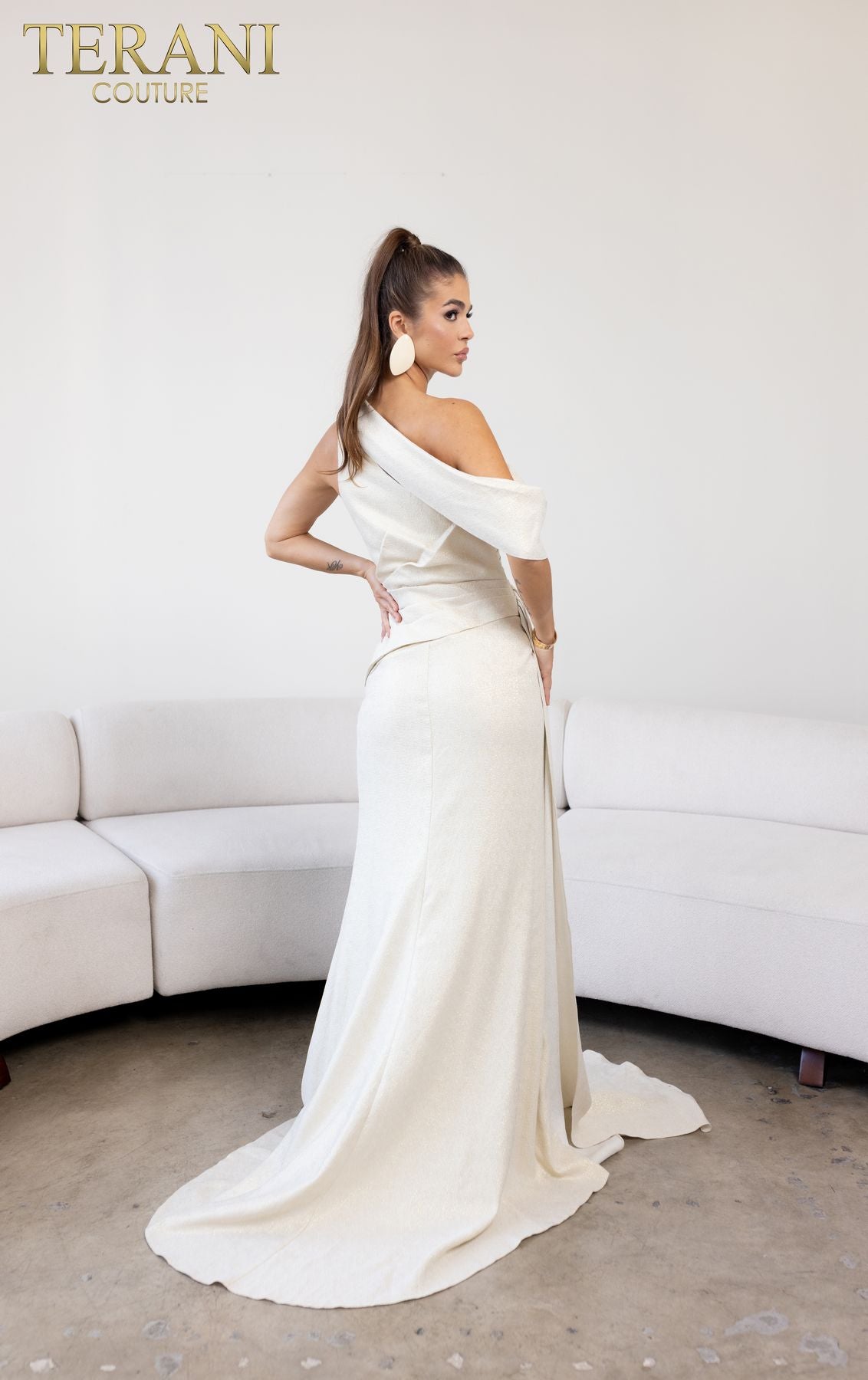 Terani Couture 241E2406 Off-Shoulder Trumpet Long Formal Evening Gown