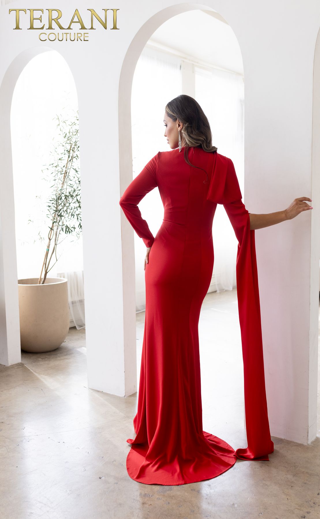 Terani Couture 241E2442 Elegant Glamorous Evening Prom Formal Crepe Back Satin Dress