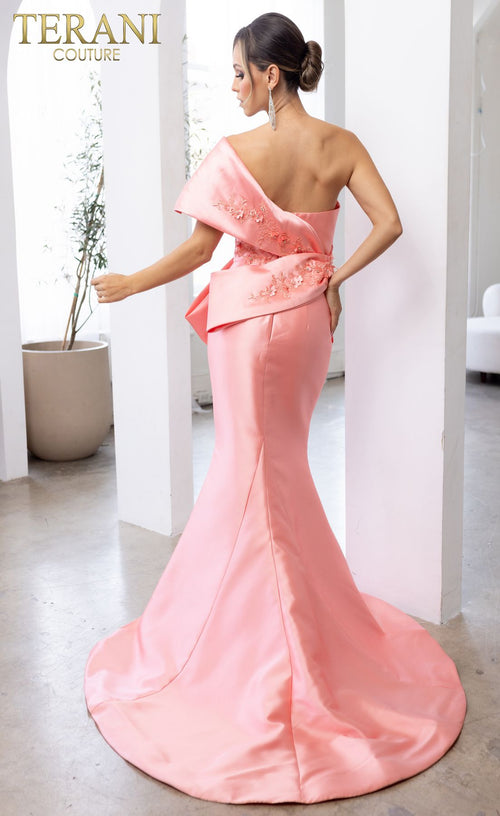 Terani Couture 241E2468 Elegant Evening Prom One-Shoulder Trumpet Formal Mikado Dress