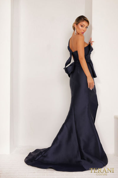 Terani Couture 241E2468 Elegant Evening Prom One-Shoulder Trumpet Formal Mikado Dress