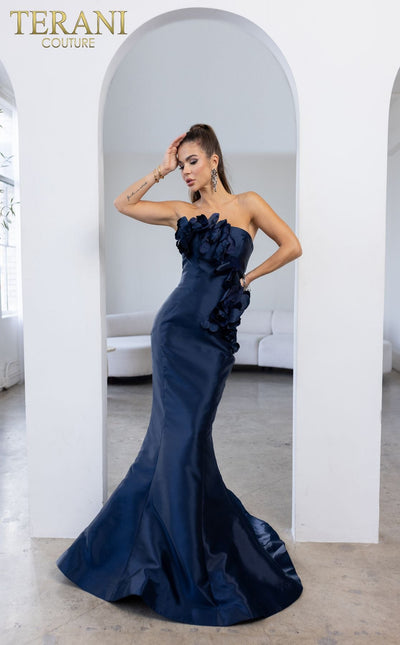 Terani Couture 241E2512 Sophisticated Formal Prom Strapless Long Evening Mikado Dress