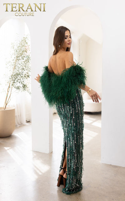 Terani Couture 241GL2603 Beaded Tulle Long Sleeveless Formal Evening Gown