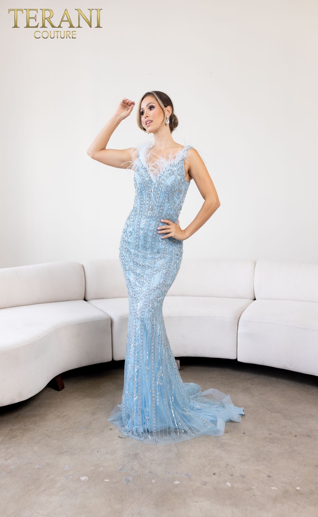 Terani Couture 241GL2606 Embellished Formal Evening Gown-Full-Length Elegance