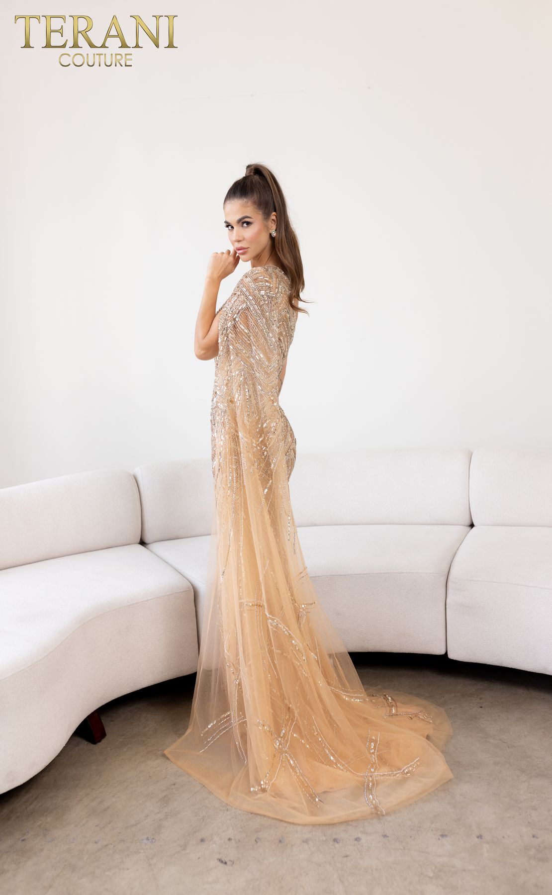 Terani Couture 241GL2634 Beaded Evening Gown-Elegant and Long