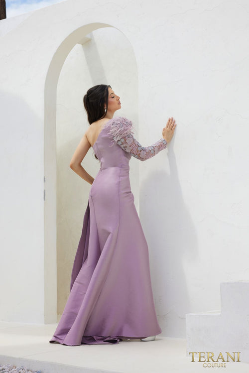 Terani Couture 241M2704 Elegant Formal Mother of the Bride Long Stretch Mikado Dress