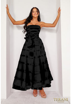 Terani Couture 241P2044 Elegant Glamorous Prom Strapless A-Line Evening Organza Dress