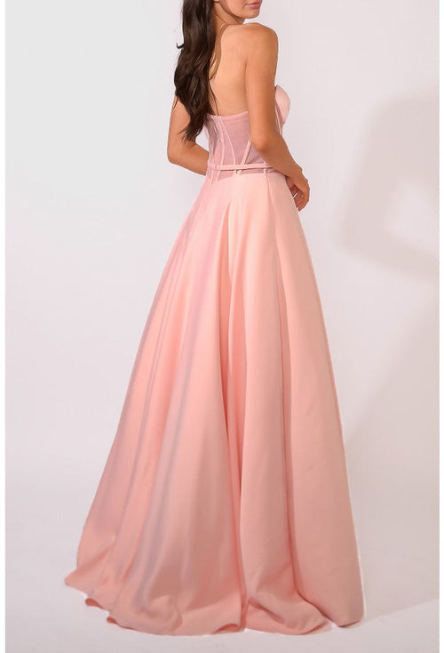 Terani Couture 241P2046 Prom Strapless A-Line BallDress Long Evening Matte Satin Dress