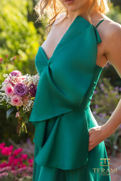 Terani Couture 241P2067 Elegant Evening BallDress Sleeveless Formal Matte Satin Dress