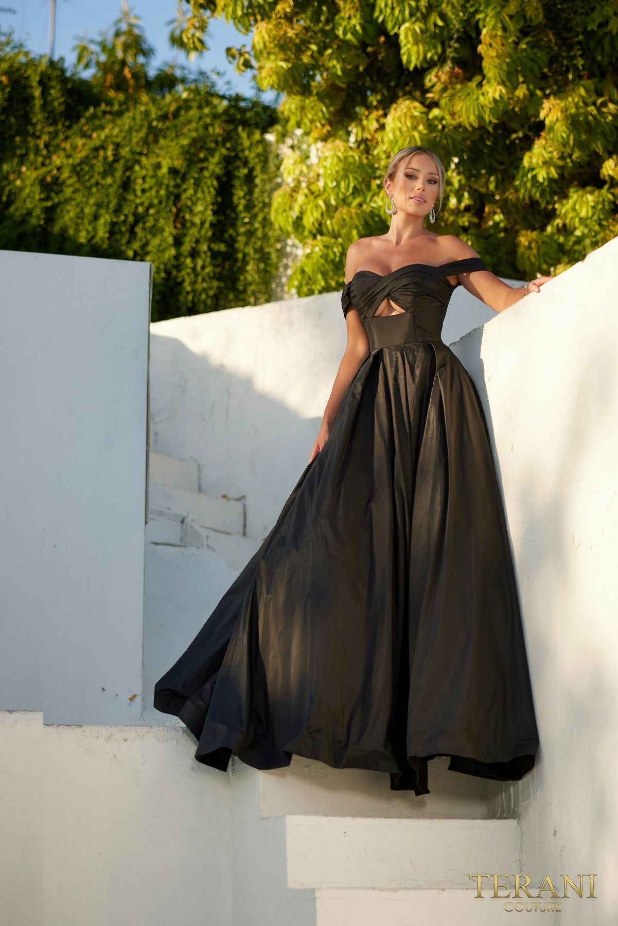 Terani Couture 241p2075 Off Shoulder Fully Sparkling Ballgown Prom Dress