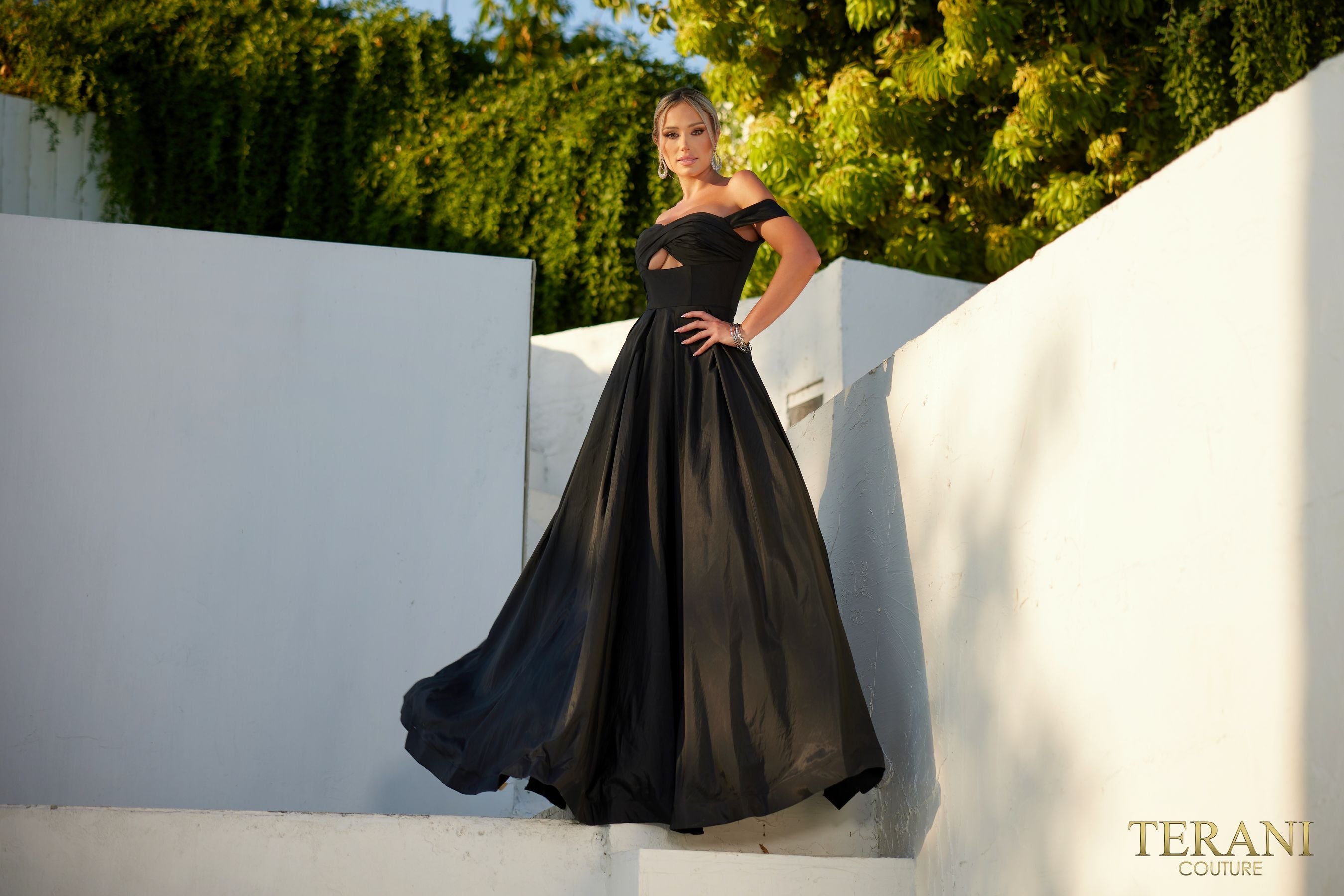 Terani Couture 241p2075 Off Shoulder Fully Sparkling Ballgown Prom Dress