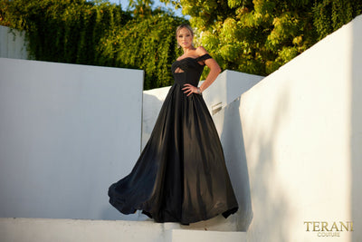 Terani Couture 241p2075 Off Shoulder Fully Sparkling Ballgown Prom Dress