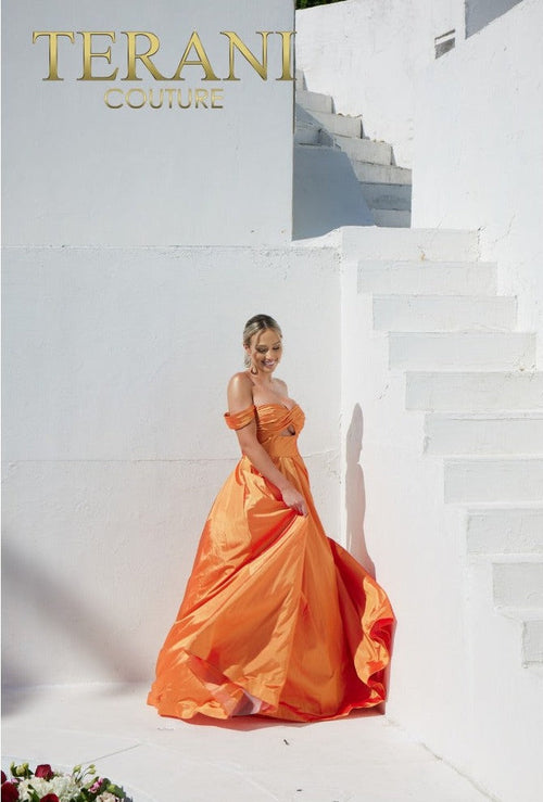 Terani Couture 241p2075 Off Shoulder Fully Sparkling Ballgown Prom Dress