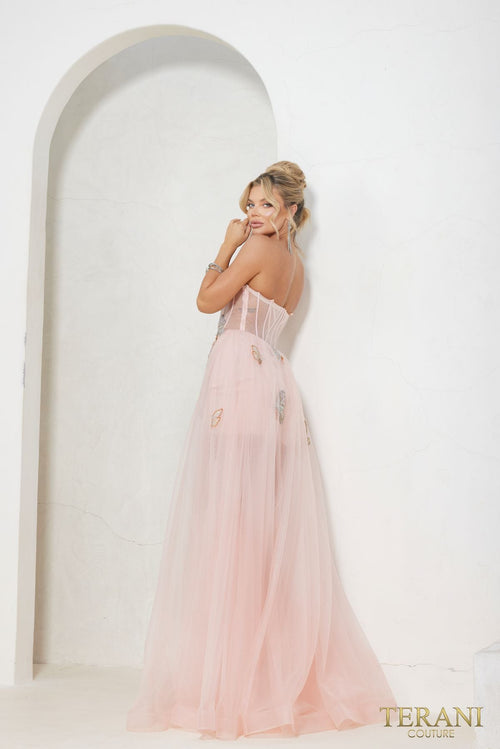 Terani Couture 241P2087 Elegant Prom Strapless A-Line BallDress Long Matte Satin Dress